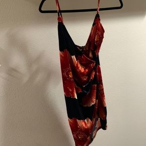 Fashion nova beautiful blue and red dress with flowers size large